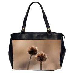 Withered Globe Thistle In Autumn Macro Office Handbags (2 Sides) 