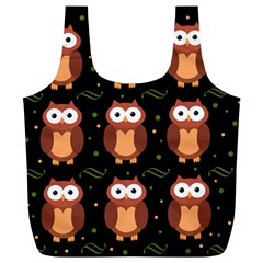 Halloween Brown Owls  Full Print Recycle Bags (l)  by Valentinaart