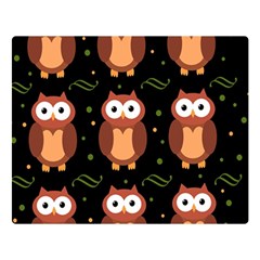 Halloween Brown Owls  Double Sided Flano Blanket (large)  by Valentinaart