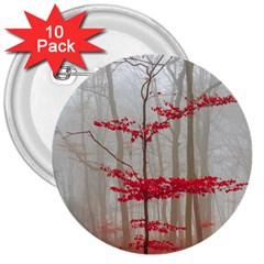 Magic forest in red and white 3  Buttons (10 pack) 