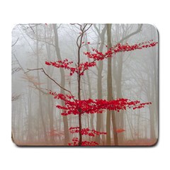 Magic Forest In Red And White Large Mousepads by wsfcow