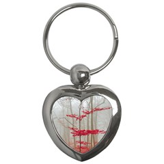 Magic Forest In Red And White Key Chains (heart)  by wsfcow