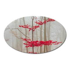 Magic forest in red and white Oval Magnet