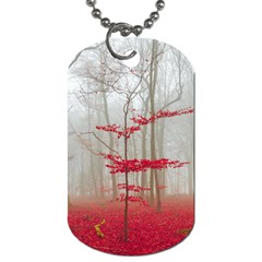 Magic forest in red and white Dog Tag (Two Sides)