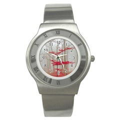 Magic Forest In Red And White Stainless Steel Watch