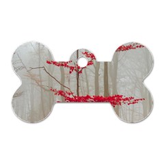 Magic Forest In Red And White Dog Tag Bone (one Side)