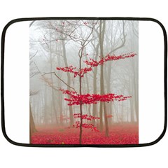 Magic forest in red and white Double Sided Fleece Blanket (Mini) 