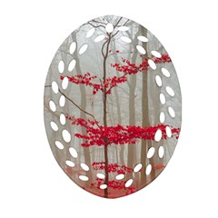 Magic forest in red and white Oval Filigree Ornament (2-Side) 