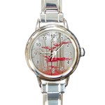 Magic Forest In Red And White Round Italian Charm Watch Front