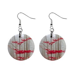 Magic Forest In Red And White Mini Button Earrings by wsfcow