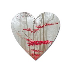 Magic Forest In Red And White Heart Magnet