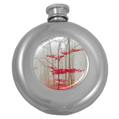 Magic Forest In Red And White Round Hip Flask (5 oz)