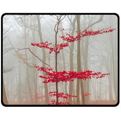 Magic Forest In Red And White Fleece Blanket (medium)  by wsfcow