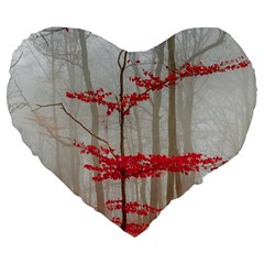 Magic Forest In Red And White Large 19  Premium Heart Shape Cushions