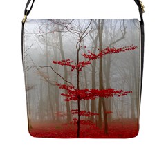 Magic Forest In Red And White Flap Messenger Bag (l)  by wsfcow