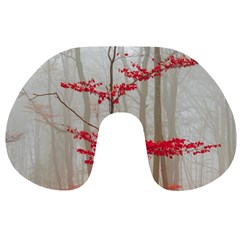 Magic Forest In Red And White Travel Neck Pillows