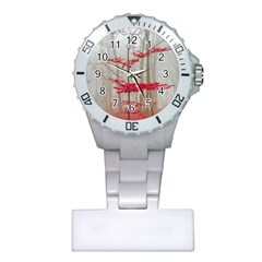 Magic Forest In Red And White Plastic Nurses Watch by wsfcow