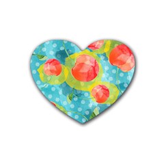 Red Cherries Rubber Coaster (heart) 