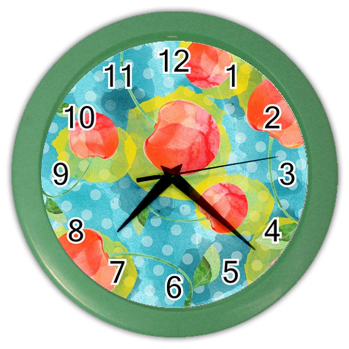 Red Cherries Color Wall Clocks