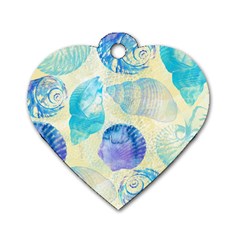 Seashells Dog Tag Heart (two Sides) by DanaeStudio