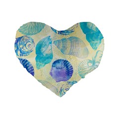 Seashells Standard 16  Premium Flano Heart Shape Cushions by DanaeStudio