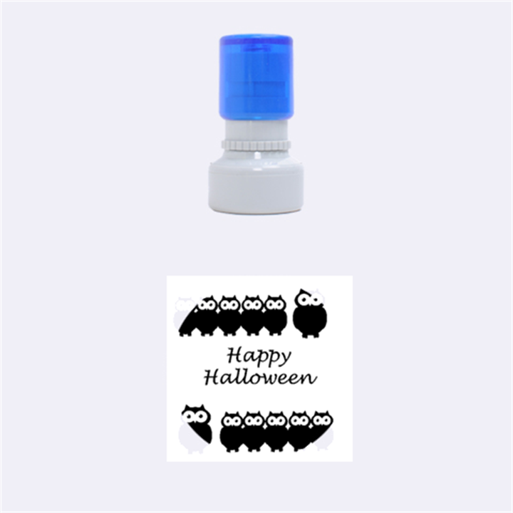 Happy Halloween - owls Rubber Round Stamps (Small)