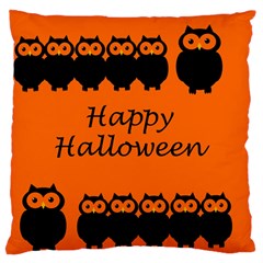 Happy Halloween - Owls Large Flano Cushion Case (two Sides) by Valentinaart