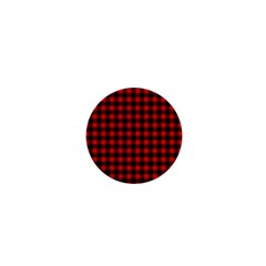 Lumberjack Plaid Fabric Pattern Red Black 1  Mini Magnets by EDDArt