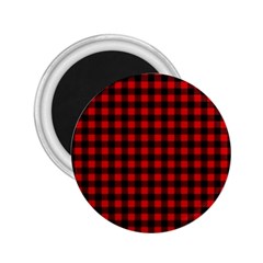 Lumberjack Plaid Fabric Pattern Red Black 2 25  Magnets by EDDArt