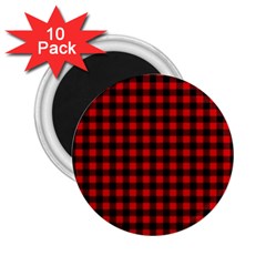 Lumberjack Plaid Fabric Pattern Red Black 2 25  Magnets (10 Pack)  by EDDArt