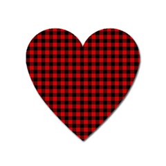 Lumberjack Plaid Fabric Pattern Red Black Heart Magnet by EDDArt