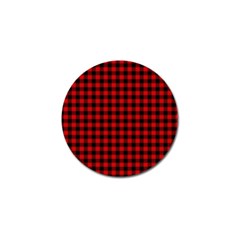 Lumberjack Plaid Fabric Pattern Red Black Golf Ball Marker (4 Pack) by EDDArt