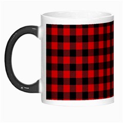 Lumberjack Plaid Fabric Pattern Red Black Morph Mugs by EDDArt