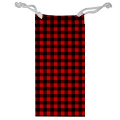 Lumberjack Plaid Fabric Pattern Red Black Jewelry Bags by EDDArt