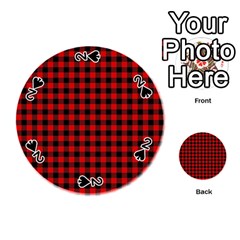 Lumberjack Plaid Fabric Pattern Red Black Playing Cards 54 (round)  by EDDArt