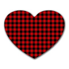 Lumberjack Plaid Fabric Pattern Red Black Heart Mousepads