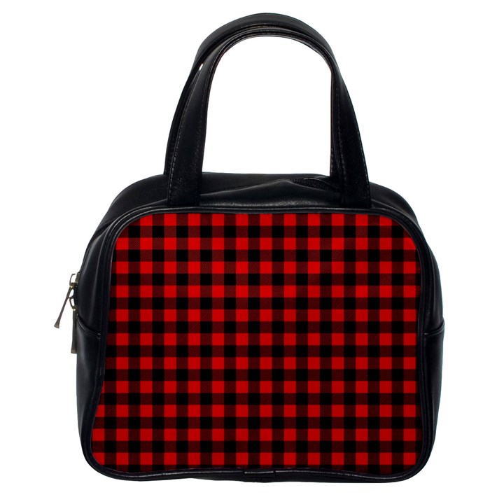 Lumberjack Plaid Fabric Pattern Red Black Classic Handbags (One Side)