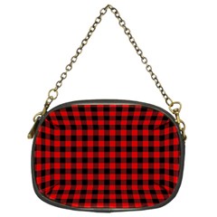 Lumberjack Plaid Fabric Pattern Red Black Chain Purses (two Sides)  by EDDArt