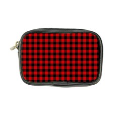 Lumberjack Plaid Fabric Pattern Red Black Coin Purse by EDDArt