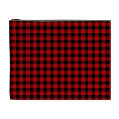 Lumberjack Plaid Fabric Pattern Red Black Cosmetic Bag (xl) by EDDArt