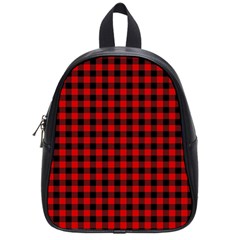 Lumberjack Plaid Fabric Pattern Red Black School Bags (small)  by EDDArt