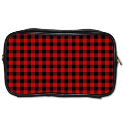 Lumberjack Plaid Fabric Pattern Red Black Toiletries Bags 2-side by EDDArt