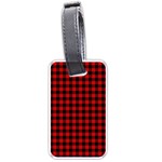 Lumberjack Plaid Fabric Pattern Red Black Luggage Tags (Two Sides) Front