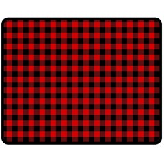 Lumberjack Plaid Fabric Pattern Red Black Double Sided Fleece Blanket (medium)  by EDDArt