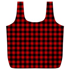 Lumberjack Plaid Fabric Pattern Red Black Full Print Recycle Bags (l) 