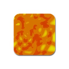 Orange Decor Rubber Square Coaster (4 Pack)  by Valentinaart