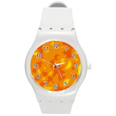 Orange Decor Round Plastic Sport Watch (m) by Valentinaart