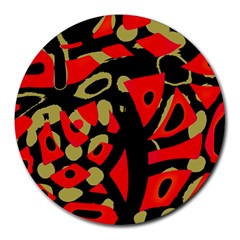 Red Artistic Design Round Mousepads by Valentinaart