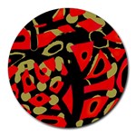 Red artistic design Round Mousepads Front