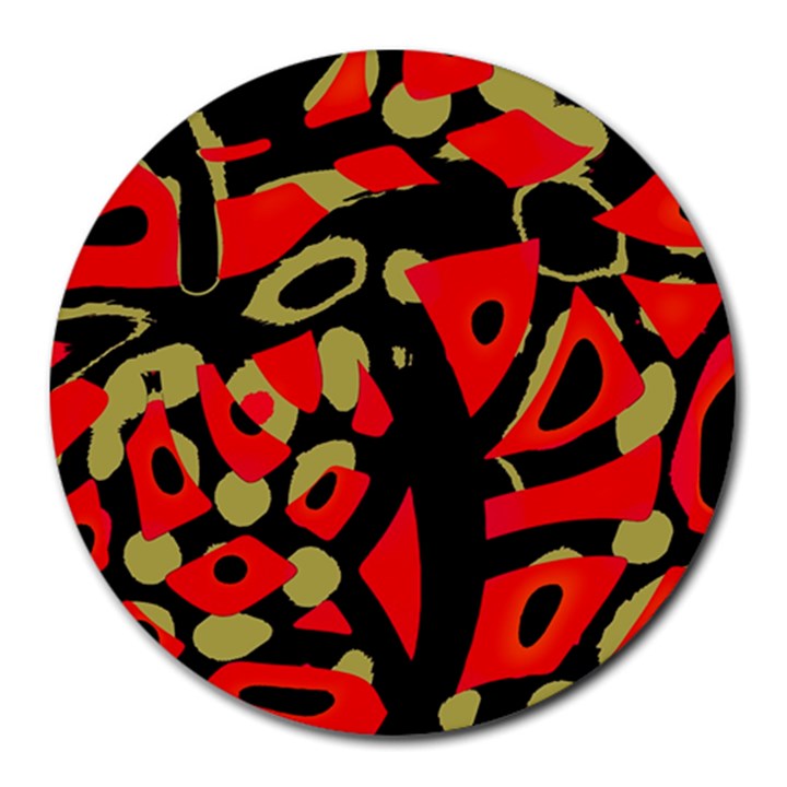 Red artistic design Round Mousepads